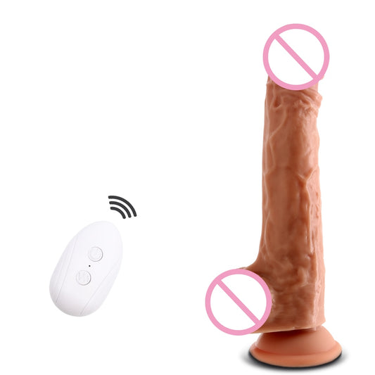 Dildo Electrico con Control Remoto y Funcion Telescopic + Vibrador +  Rotacion