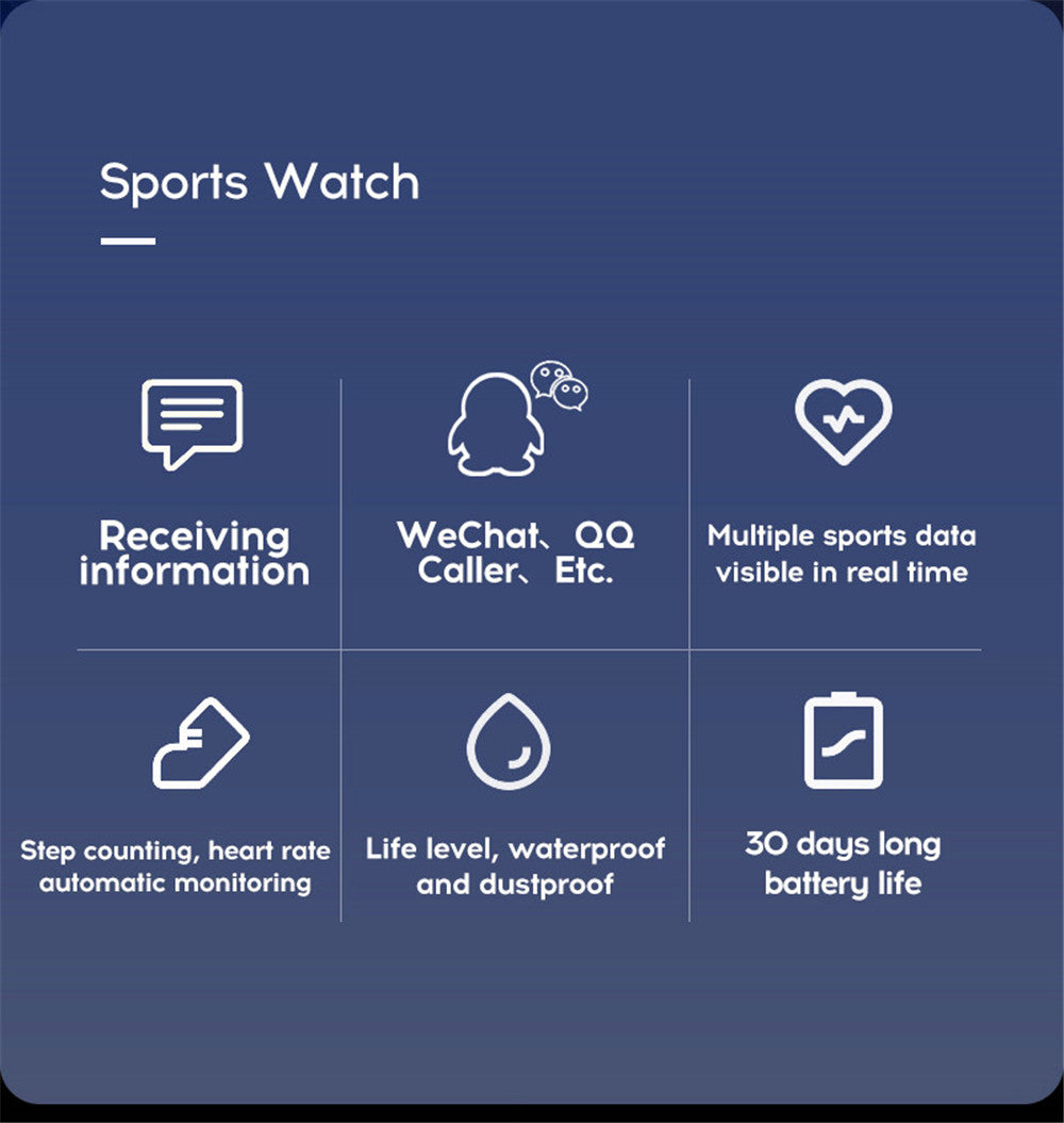 Reloj deportivo inteligente Fitness ritmo cardíaco llamada WhatsApp