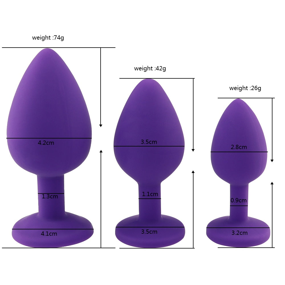 kit Tapon Silicone Anal con brillante + bala vibratoria