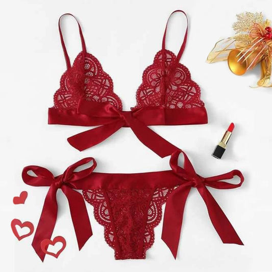 Conjunto de lencería de encaje sexy, ropa interior erótica