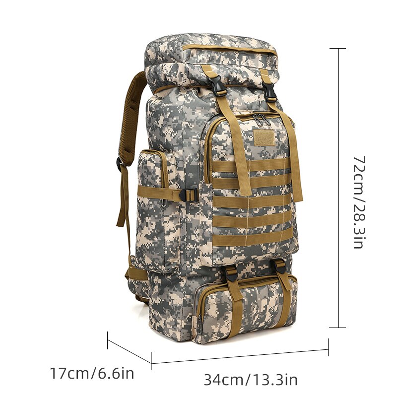 Bolso Mochila de camuflaje para exteriores, mochila militar impermeable de gran capacidad, bolsa de senderismo
