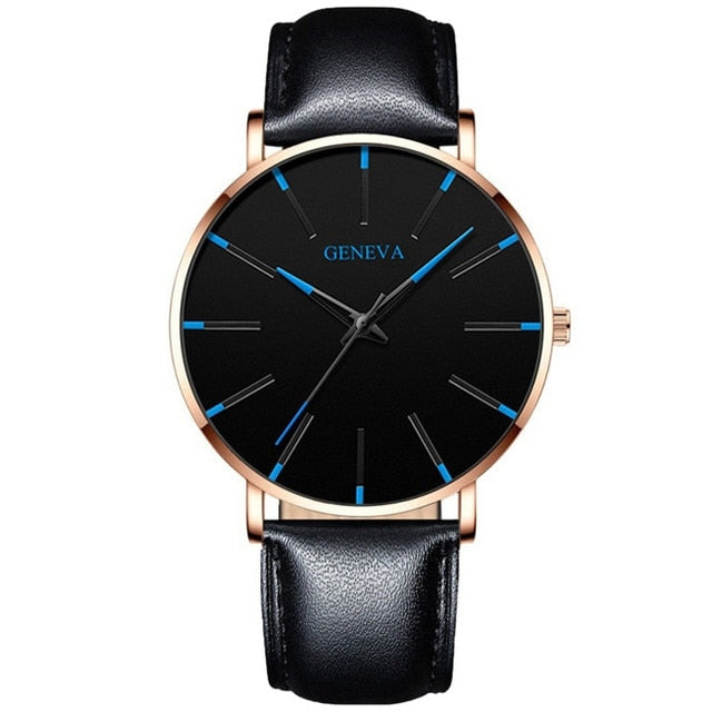 Reloj de hombre ultrafinos con pulsera de cuero, Reloj de hombre ultrafinos con pulsera de acero inoxidable