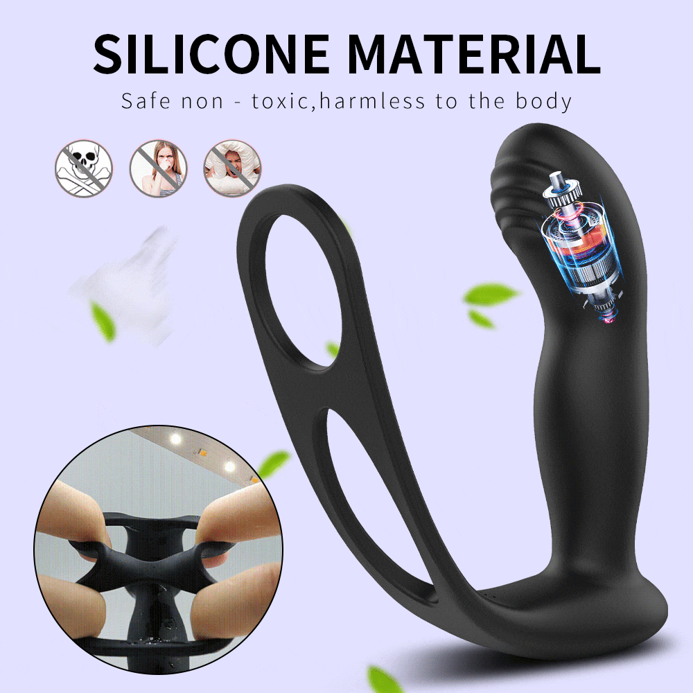 Vibrator anal  3 in 1 Vibrating Cock Ring G Spot Prostate Massager 10 Speed