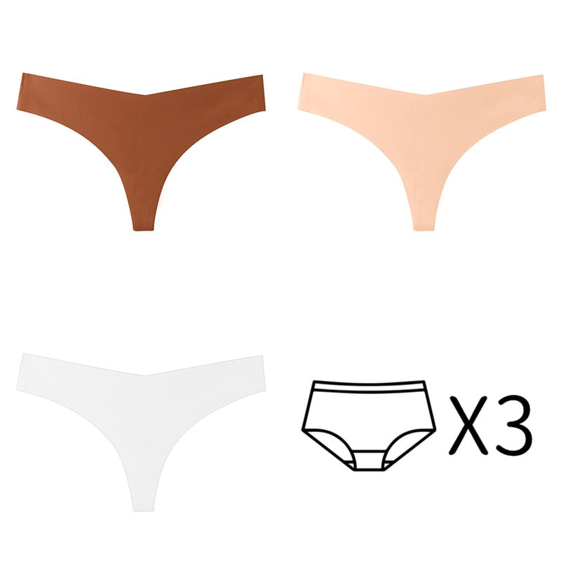 Bragas para mujer. Conjunto de 3 unidades de Tanga sin costuras de talla grande.