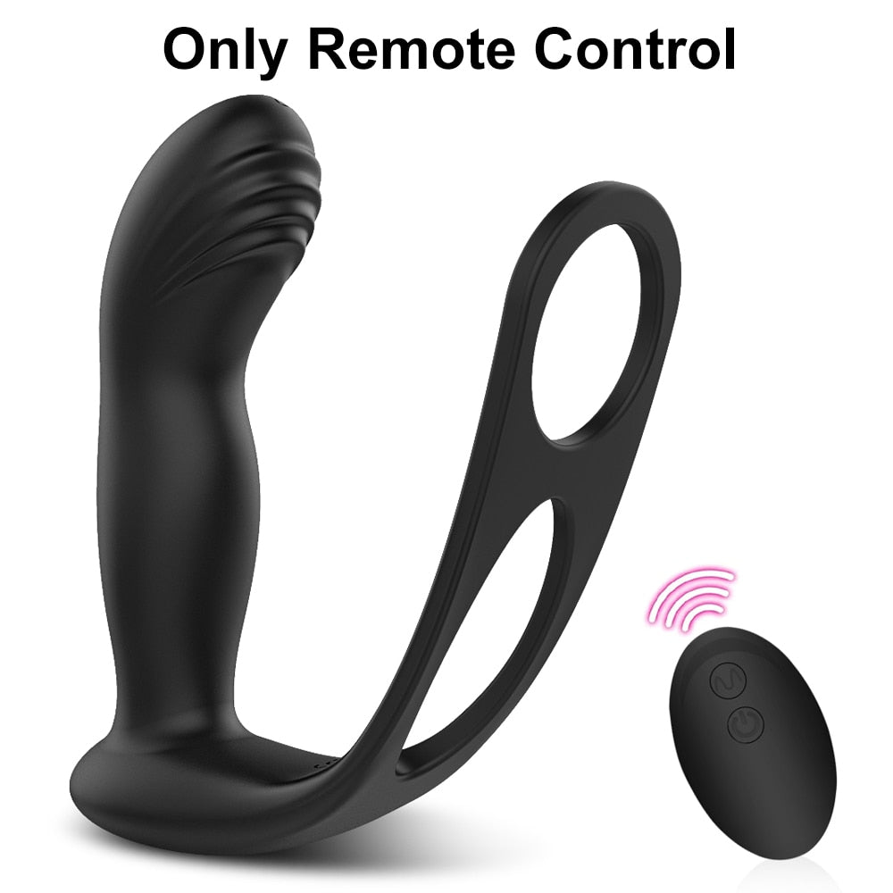 Vibrator anal  3 in 1 Vibrating Cock Ring G Spot Prostate Massager 10 Speed