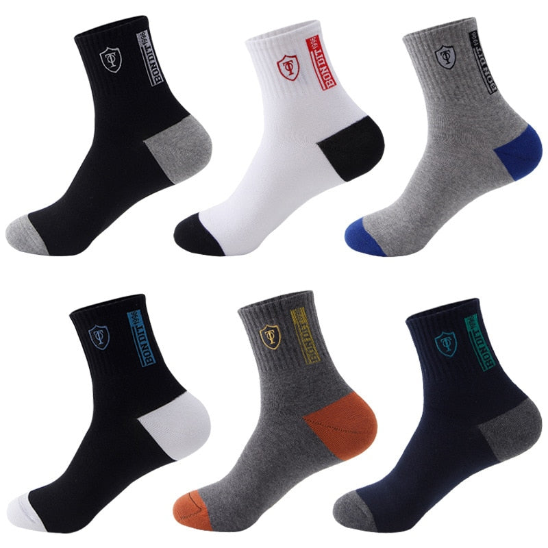 Calcetines deportivos, cómodos para deporte, gruesos, cálidos, transpirables, absorben el sudor, calcetines de tubo medio (5 pares)