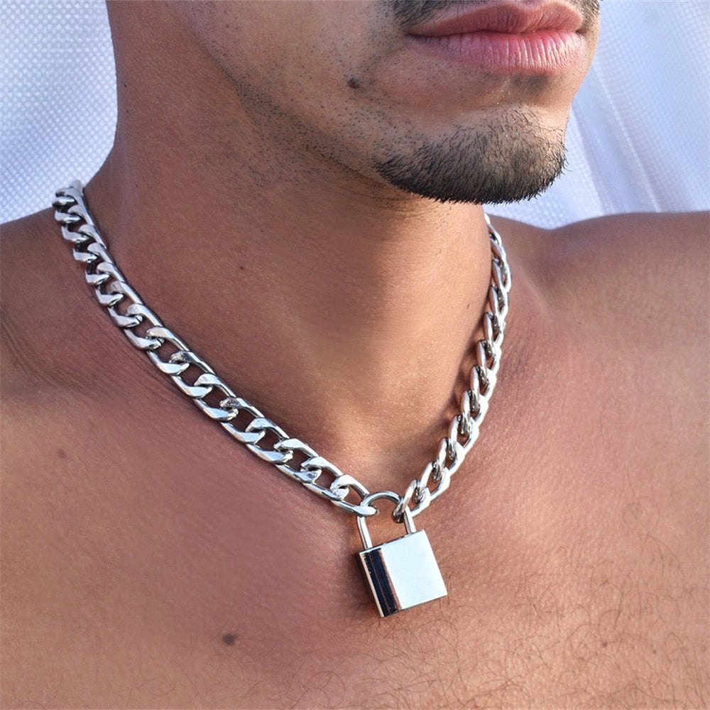 Man Harness Chain Collar PU Leather Handmade Punk Style Neck Necklace Bondage Fetish Gay Lothing Adjustable Accessories 2022