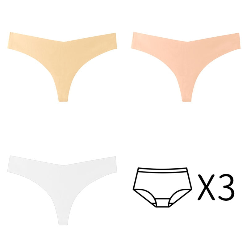 Bragas para mujer. Conjunto de 3 unidades de Tanga sin costuras de talla grande.