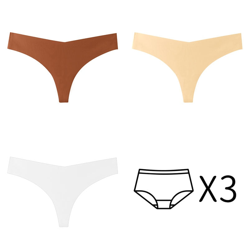 Bragas para mujer. Conjunto de 3 unidades de Tanga sin costuras de talla grande.