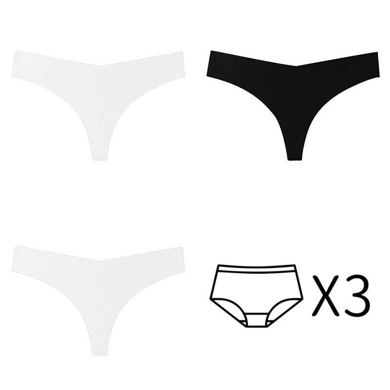 Bragas para mujer. Conjunto de 3 unidades de Tanga sin costuras de talla grande.