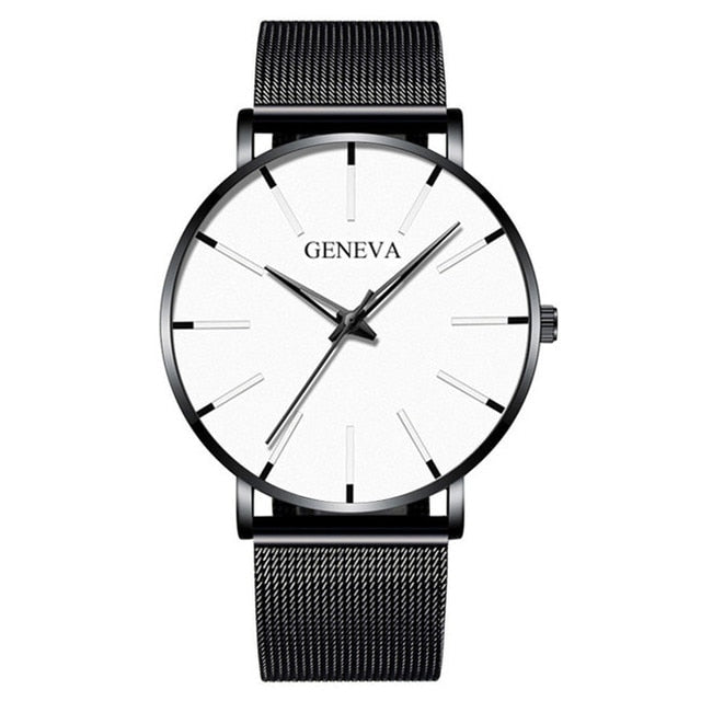 Reloj de hombre ultrafinos con pulsera de cuero, Reloj de hombre ultrafinos con pulsera de acero inoxidable