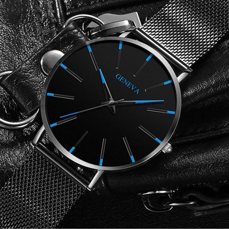 Reloj de hombre ultrafinos con pulsera de cuero, Reloj de hombre ultrafinos con pulsera de acero inoxidable