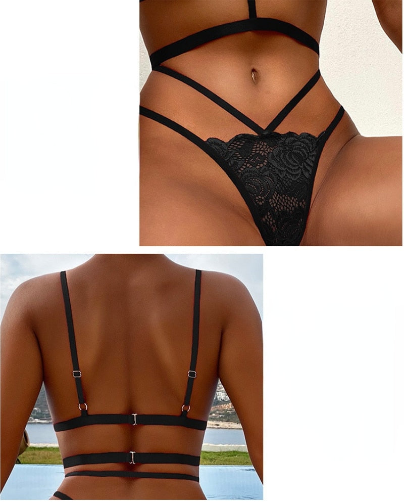 Conjunto de lencería erótica de encaje Sexy para mujer