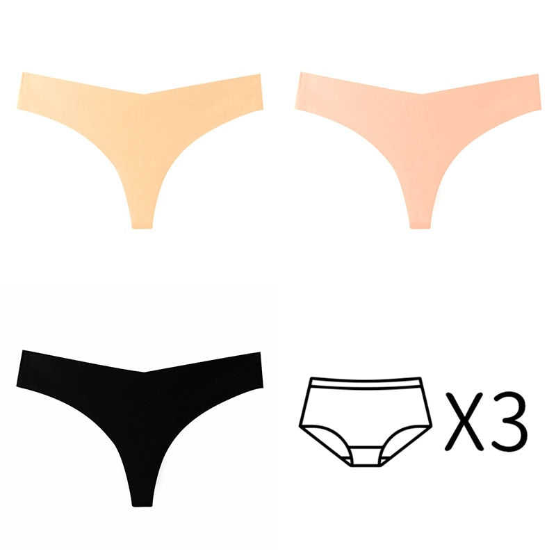 Bragas para mujer. Conjunto de 3 unidades de Tanga sin costuras de talla grande.