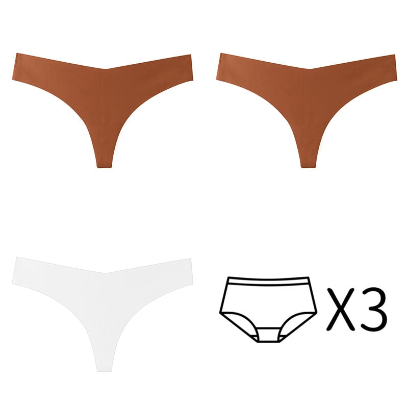 Bragas para mujer. Conjunto de 3 unidades de Tanga sin costuras de talla grande.