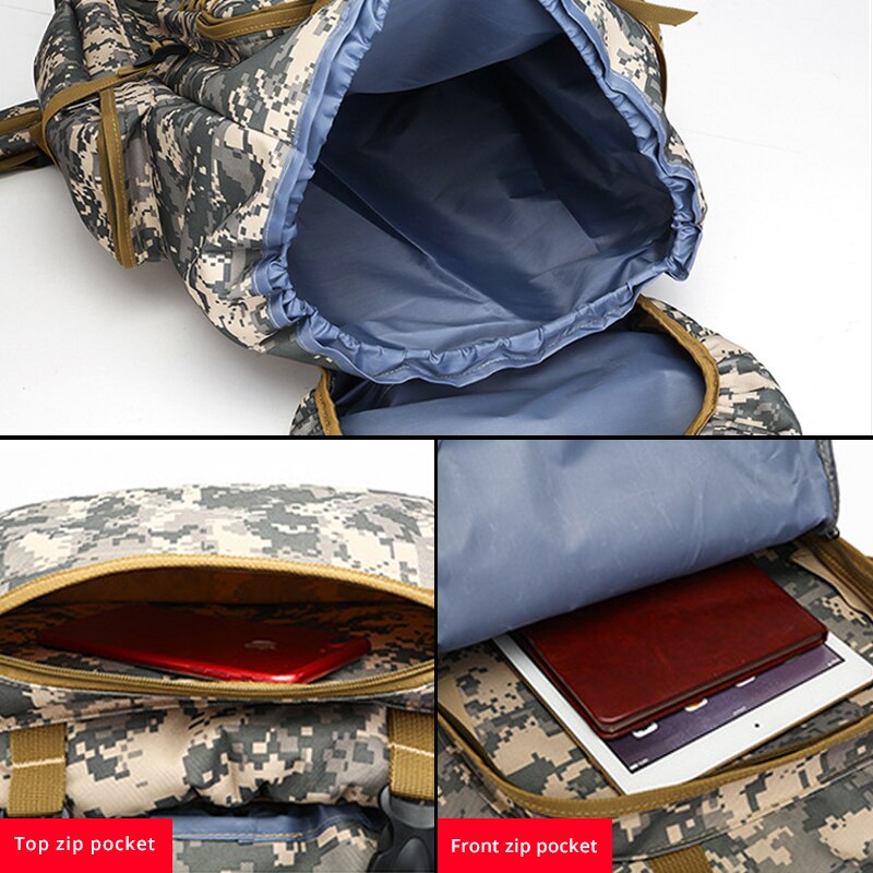 Bolso Mochila de camuflaje para exteriores, mochila militar impermeable de gran capacidad, bolsa de senderismo