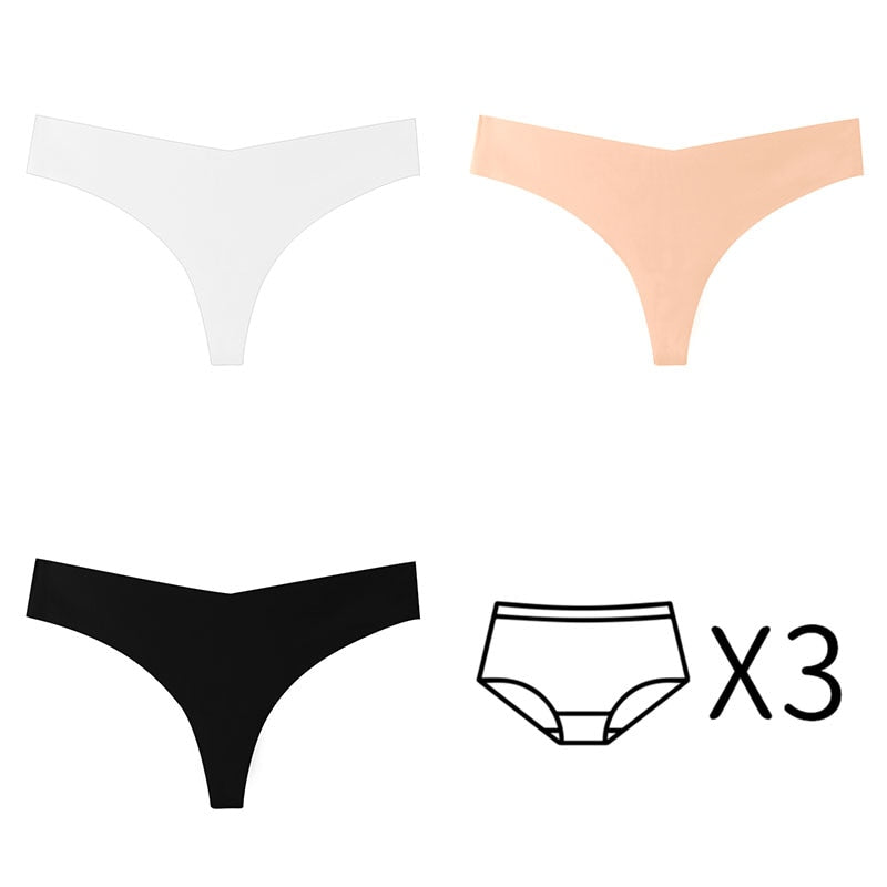 Bragas para mujer. Conjunto de 3 unidades de Tanga sin costuras de talla grande.