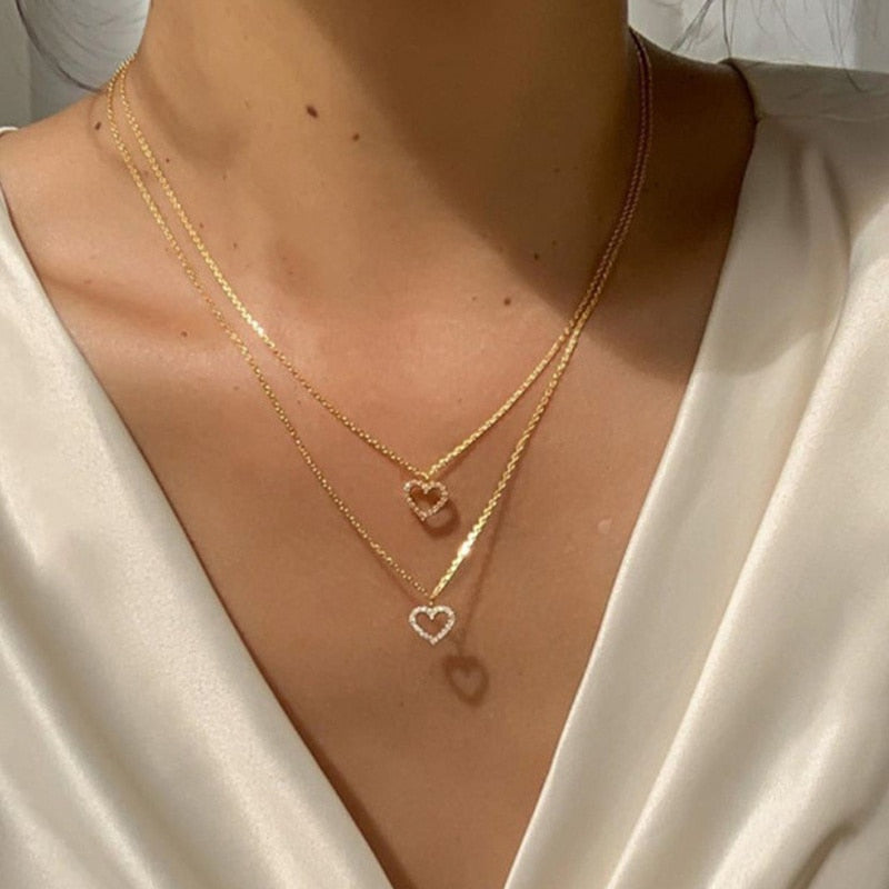 Conjunto de collar con dije de estrella y corazón