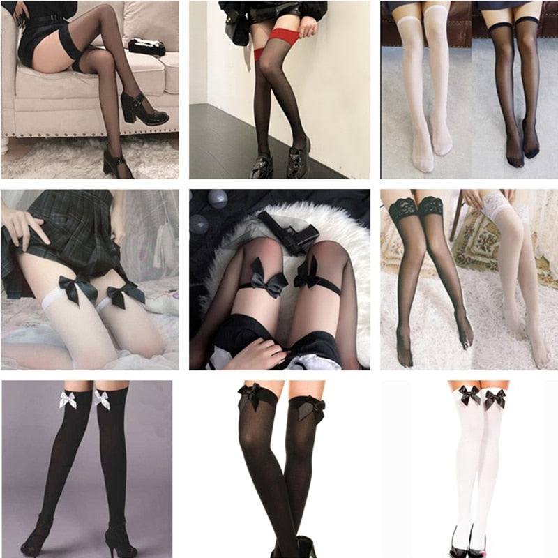 Medias sexis hasta el muslo negras para mujer, medias sexys hasta la rodilla hasta el muslo (VARIOS MODELOS)