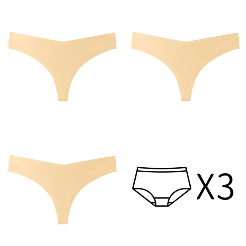 Bragas para mujer. Conjunto de 3 unidades de Tanga sin costuras de talla grande.