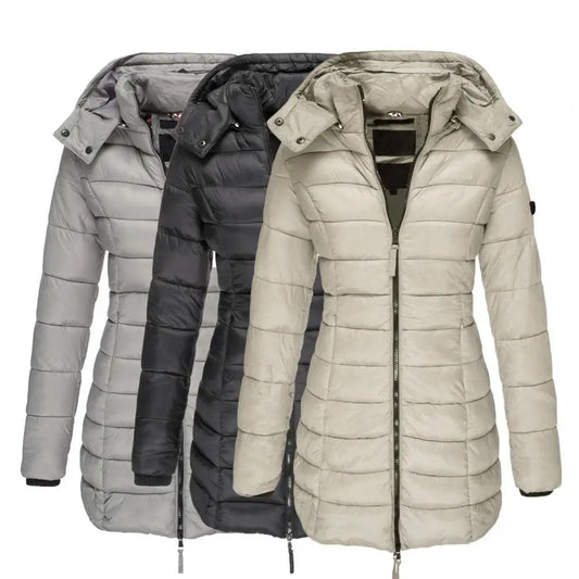 Abrigo de invierno largo y recto para mujer, chaquetas informales, Parka ajustada con capucha.