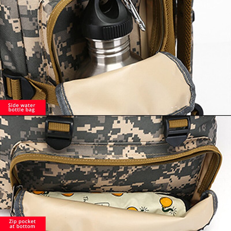 Bolso Mochila de camuflaje para exteriores, mochila militar impermeable de gran capacidad, bolsa de senderismo