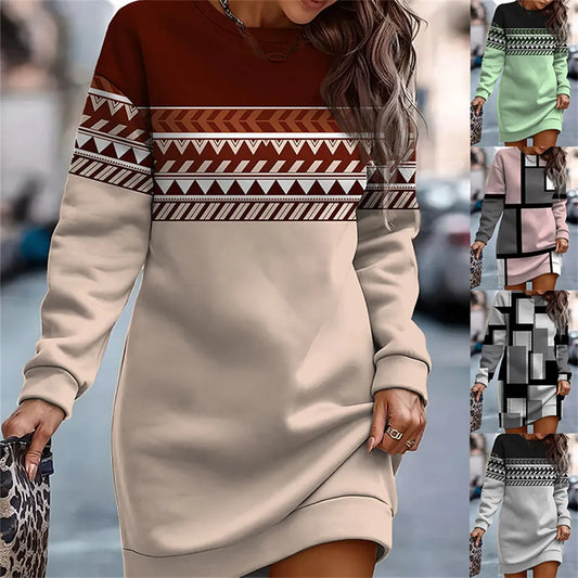 Sudadera Retro étnica Mini vestido de tubo de invierno para mujer