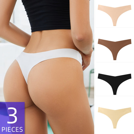 Bragas para mujer. Conjunto de 3 unidades de Tanga sin costuras de talla grande.